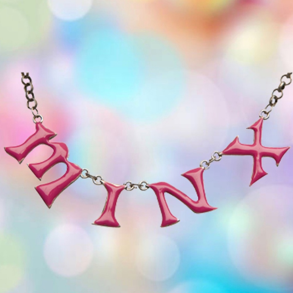 Sexy little MINX necklace pink letters gunmetal